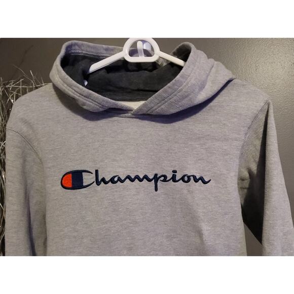 Champion Pullover Embroidered Logo Hoodie Youth Boys Gray Size XL - Picture 3 of 6